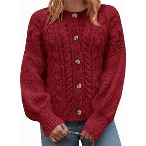 Womens Open Front Cardigan Sweaters Red